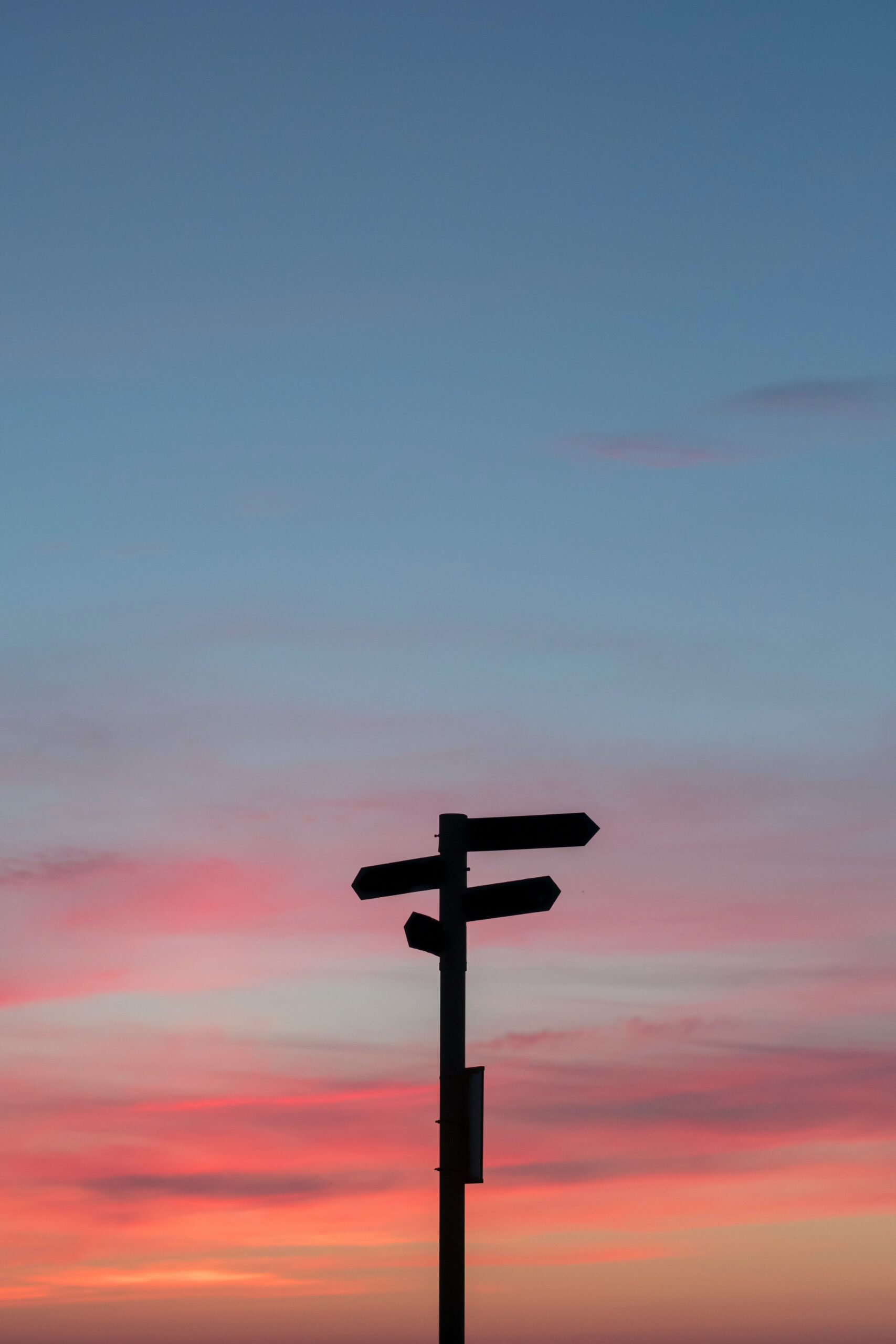 Silhouette of a road signage during golden hour